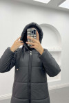 Hooded Long Puffer Jacket Black