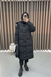 Hooded Long Puffer Jacket Black