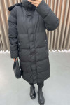 Hooded Long Puffer Jacket Black