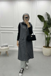 Hooded Long Vest Anthracite