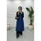 Long Hooded Vest Navy Blue