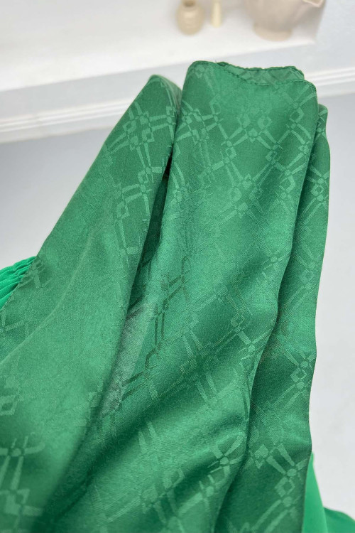 Square Patterned Shawl Green