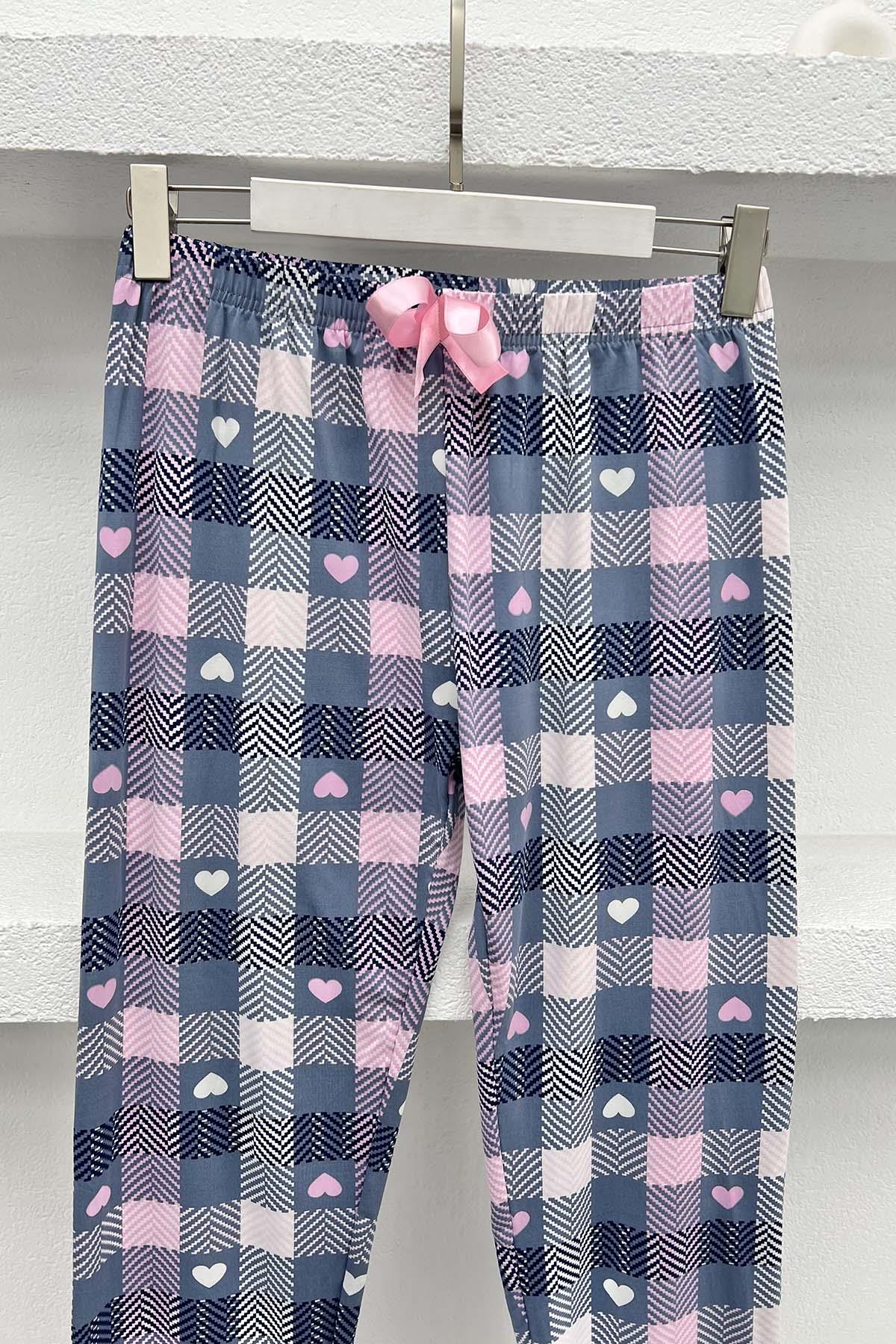 Checkered - Heart Pajama Bottoms Gray