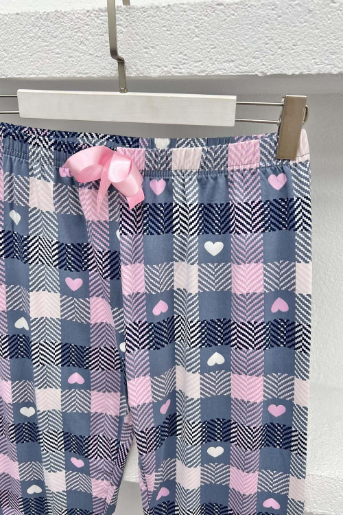 Checkered - Heart Pajama Bottoms Gray