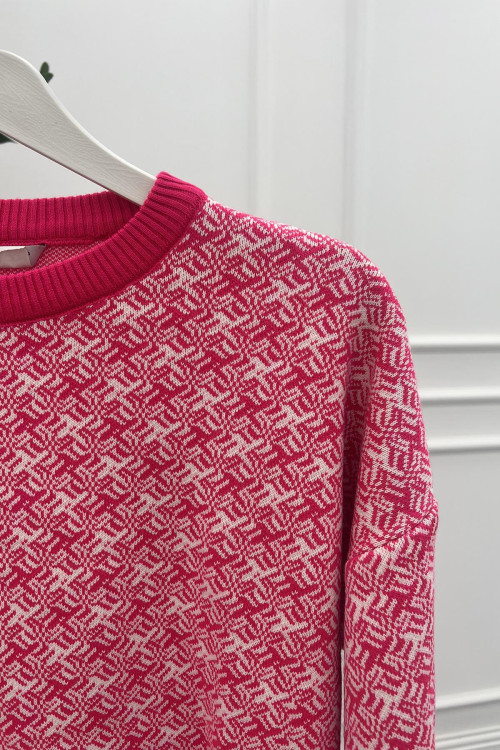 Mixed Pattern Sweater Pink