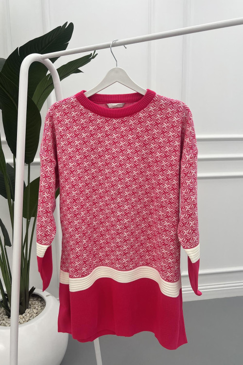 Mixed Pattern Sweater Pink