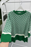 Mixed Pattern Sweater Green