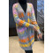 Mixed Pattern Long Cardigan Gray