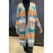 Mixed Pattern Long Cardigan Mink