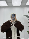 Mixed Knitted Sweater Cardigan Brown