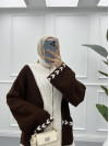 Mixed Knitted Sweater Cardigan Brown