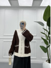 Mixed Knitted Sweater Cardigan Brown