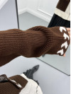 Mixed Knitted Sweater Cardigan Brown