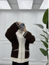 Mixed Knitted Sweater Cardigan Brown