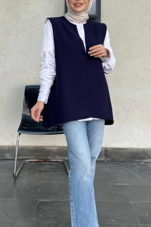 Cashmere Vest Navy Blue