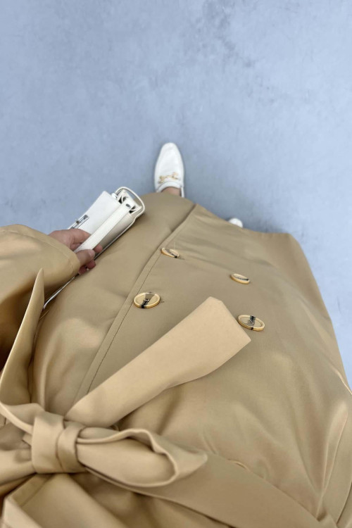 Belt Detailed Trench Coat LATTE