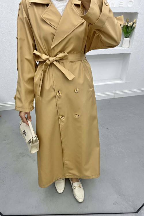 Belt Detailed Trench Coat LATTE