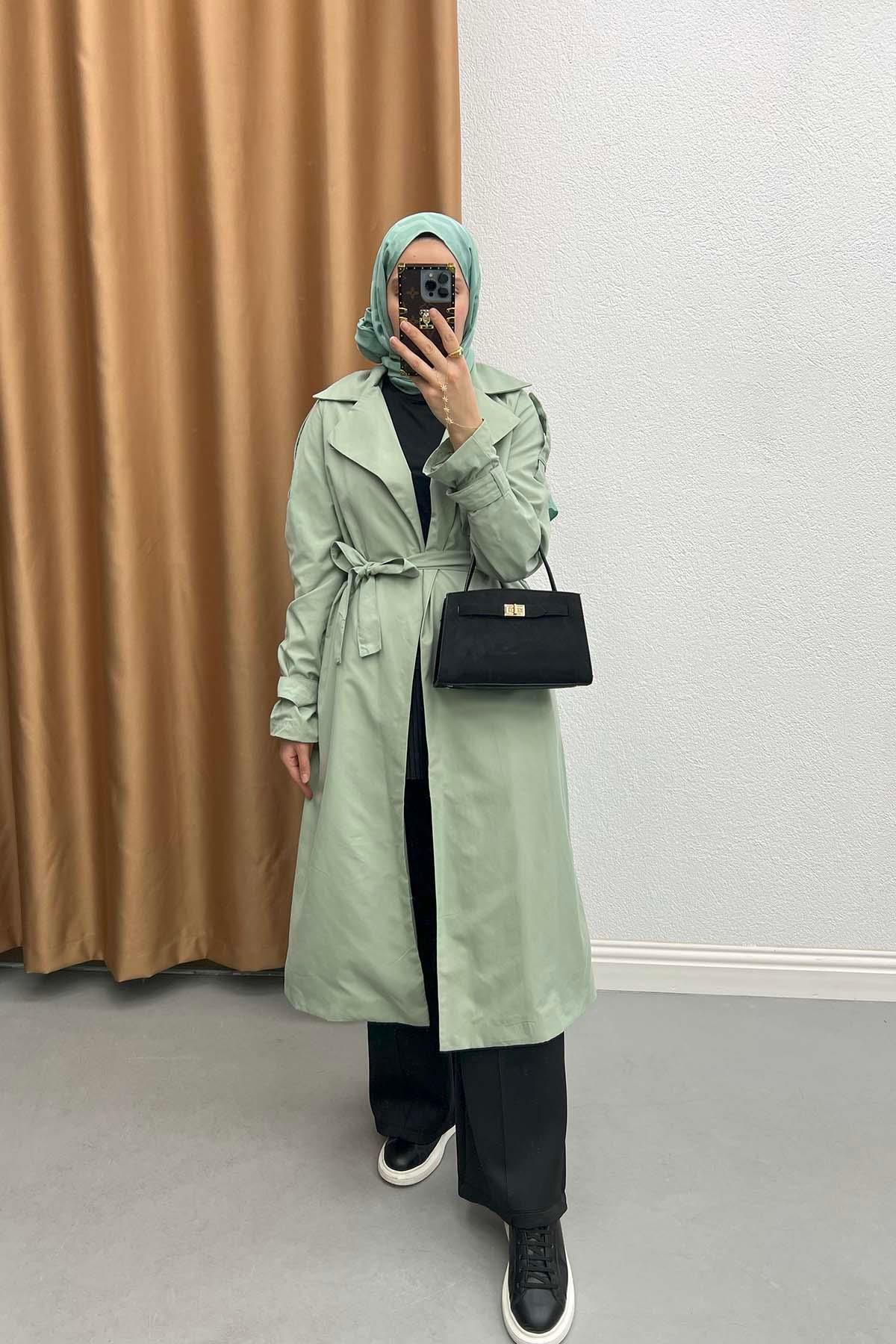 Belt Detailed Trench Coat Mint