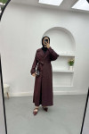 Belt Detailed Trench Coat Plum