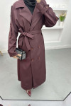 Belt Detailed Trench Coat Plum