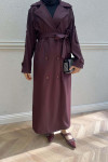 Belt Detailed Trench Coat Plum