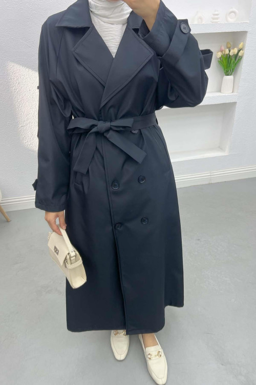 Belt Detailed Trench Coat Black ..