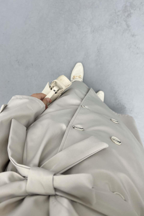 Belt Detailed Trench Coat Stone