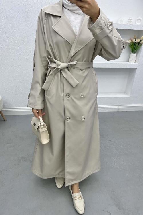 Belt Detailed Trench Coat Stone