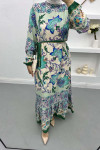 Belted Floral Dress Green