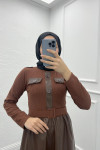 Belted Leather Dress Brown