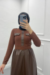 Belted Leather Dress Brown