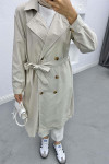 Belted Buttoned Trench Coat Stone