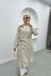 Belted Buttoned Trench Coat Stone