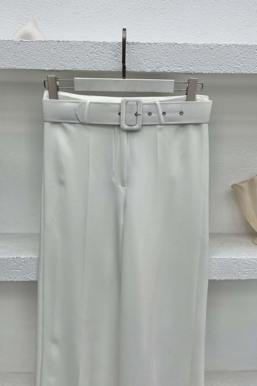 Belted Trousers White