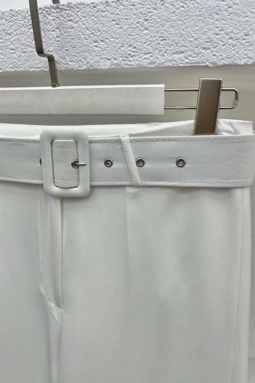 Belted Trousers White