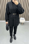 Belted Plush Jacket Black