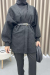 Belted Plush Jacket Black