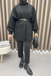 Belted Plush Jacket Black