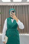 Belted Vest Set Emerald Green