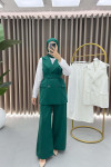 Belted Vest Set Emerald Green