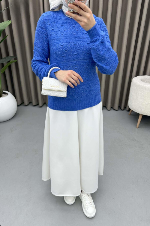 Self Patterned Sweater Blue