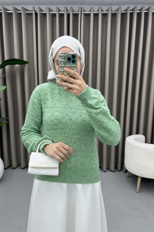 Self Patterned Sweater Green