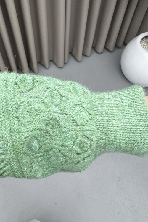 Self Patterned Sweater Green