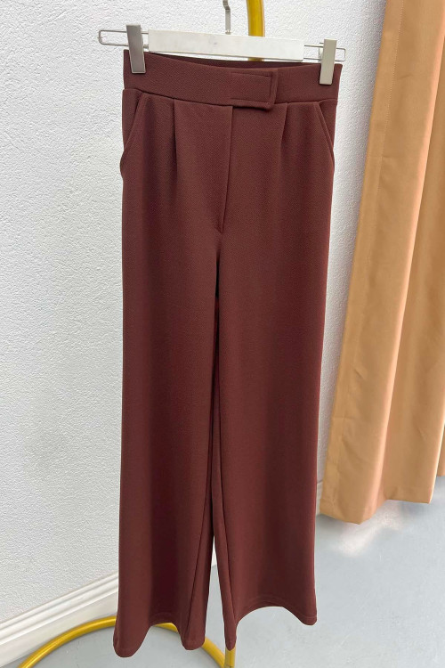 Self Patterned Trousers Bitter Brown