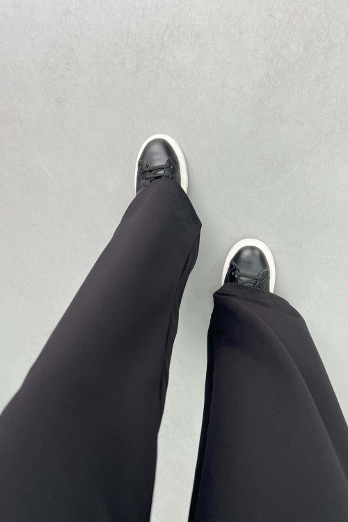 Self Patterned Trousers Black