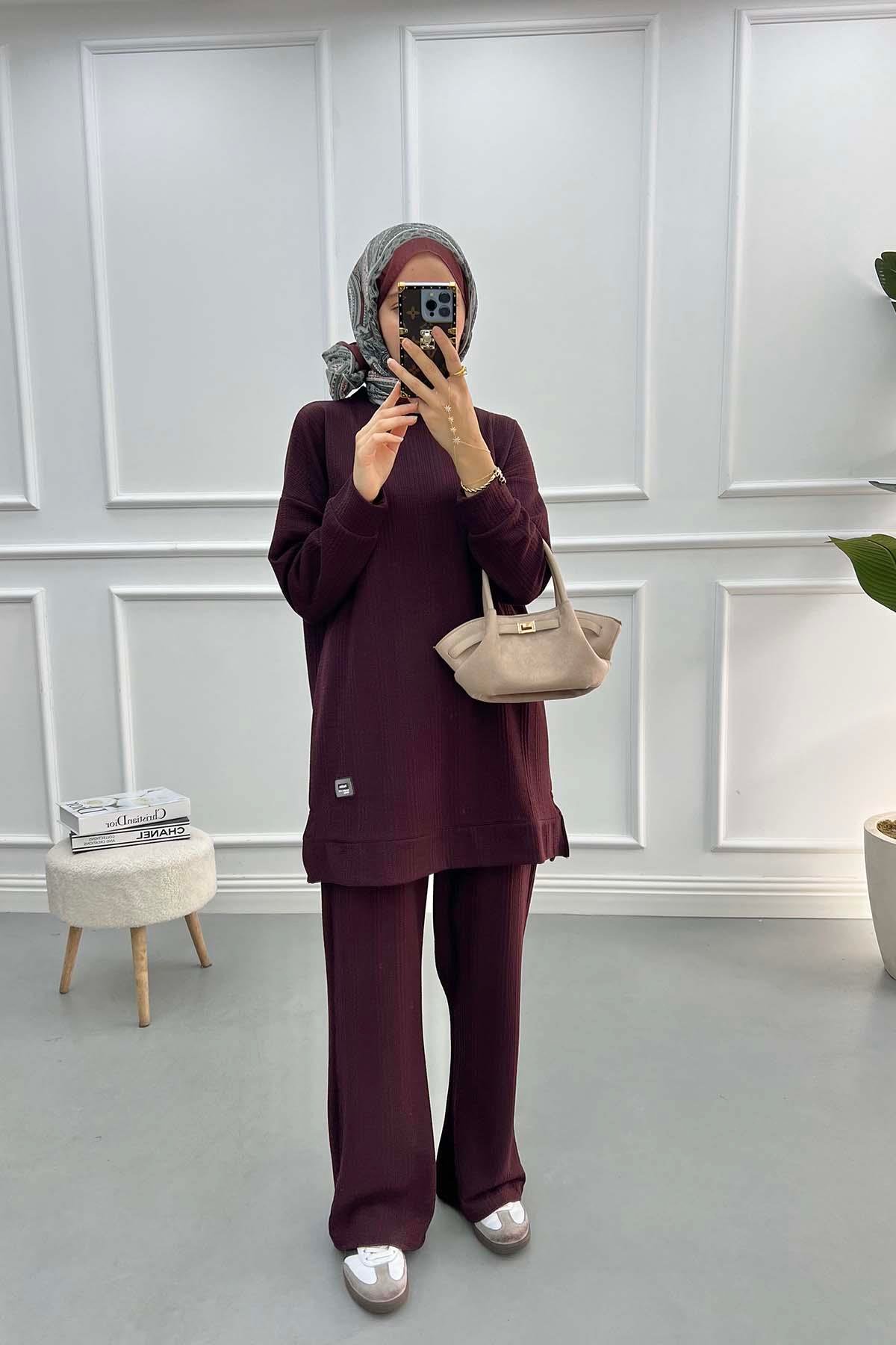 Self Patterned Suit Damson