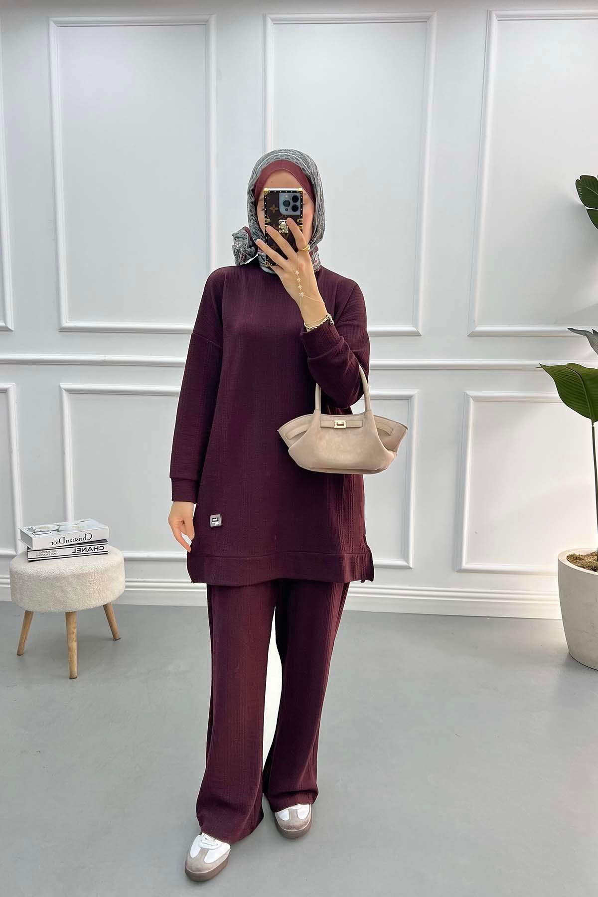 Self Patterned Suit Damson