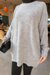 Self Patterned Knitwear Sweater Gray