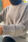 Self Patterned Knitwear Sweater Gray