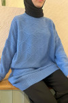 Self-Patterned Knitwear Sweater Blue